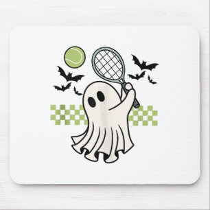 Halloween Ghost Tennis Player Retro Spooky Season Mouse Pad