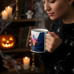 Halloween Ghost Through A Zipper Design Coffee Mug