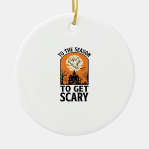 Halloween Ghost To Get Scary Vintage Spooky_1 Ceramic Ornament