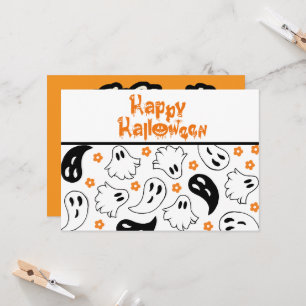 Halloween Ghost Typography Quote Flat Greeting Card