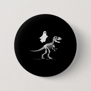 Halloween Ghost Walking Dinosaur Skeleton T Rex Fu 2 Inch Round Button