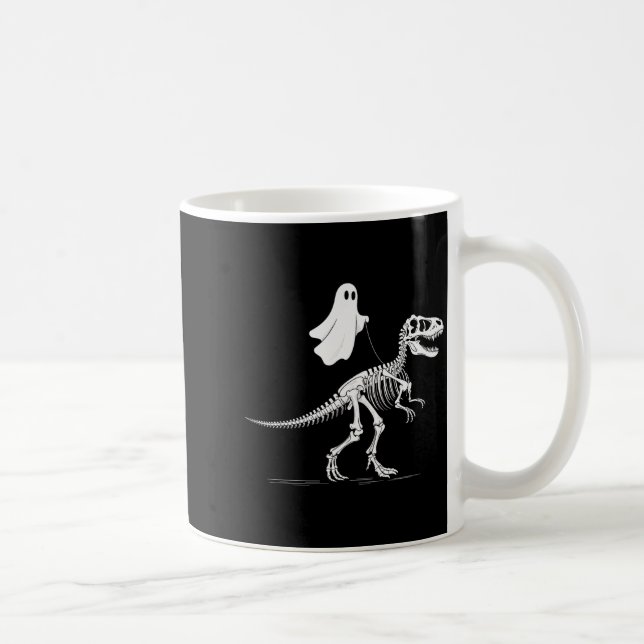 Halloween Ghost Walking Dinosaur Skeleton T Rex Fu Coffee Mug (Right)