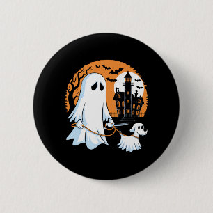 Halloween Ghost Walking Dog 2 Inch Round Button