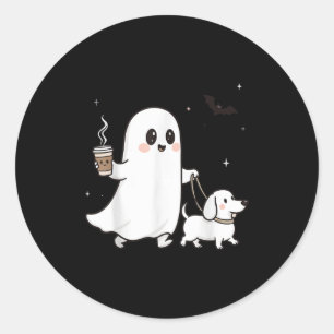 Halloween Ghost Walking Dog Soky Season Halloween  Classic Round Sticker