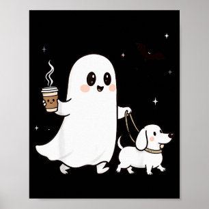 Halloween Ghost Walking Dog Soky Season Halloween Poster