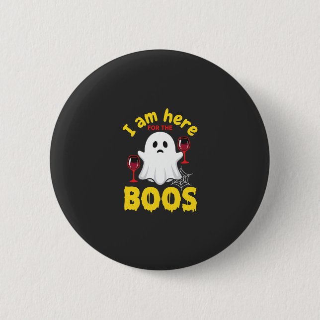 Halloween Ghost Wine Boos Design 2 Inch Round Button (Front)