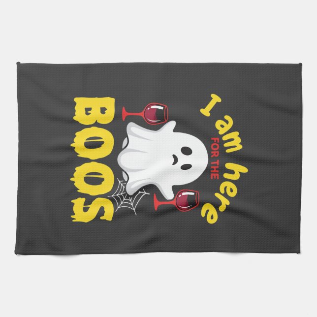 Halloween Ghost Wine Boos Design Kitchen Towel (Horizontal)