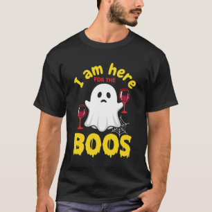 Halloween Ghost Wine Boos Design T-Shirt
