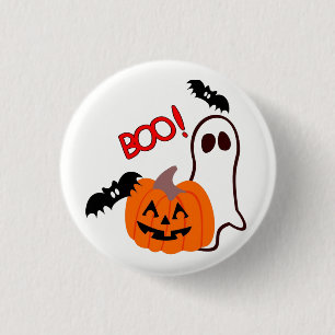 Halloween Ghost with pumpkin 1 Inch Round Button