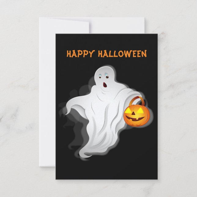 Halloween Ghost with pumpkin Card (Front)