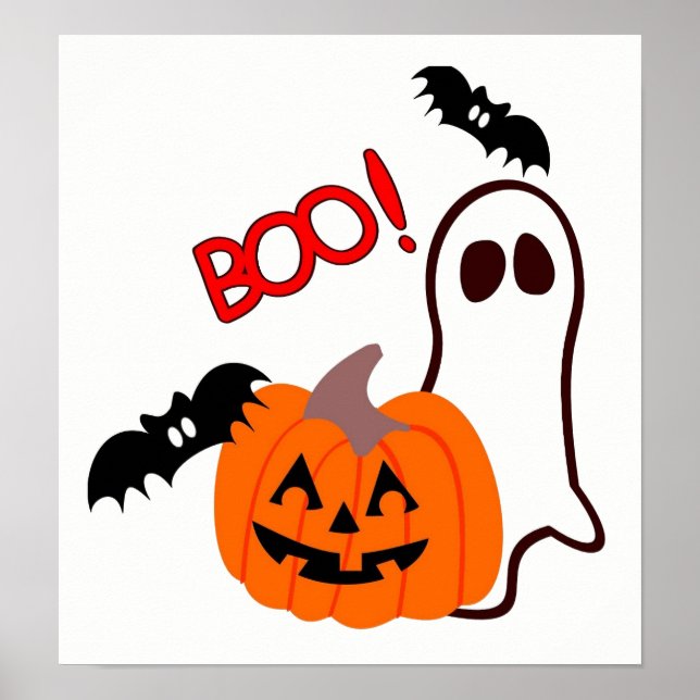 Halloween Ghost with pumpkin Poster (Front)