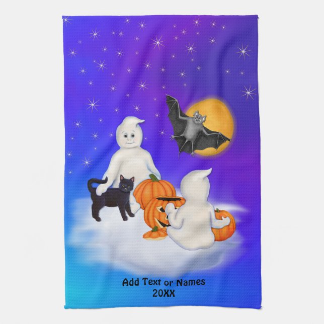 Halloween Ghosts and Friends Kitchen Towel (Vertical)
