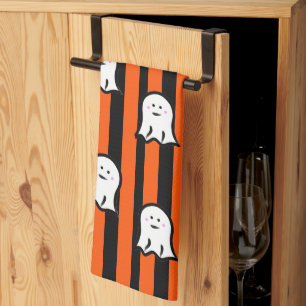Halloween Ghosts and Stripes Kitchen Towel