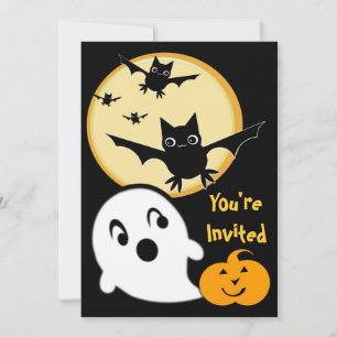 Halloween Ghosts & Bats Kid's Party Invitation
