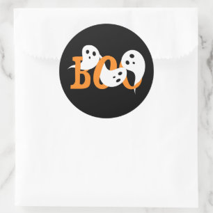 Halloween Ghosts Boo Black Classic Round Sticker