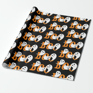 Halloween Ghosts Boo Black Wrapping Paper