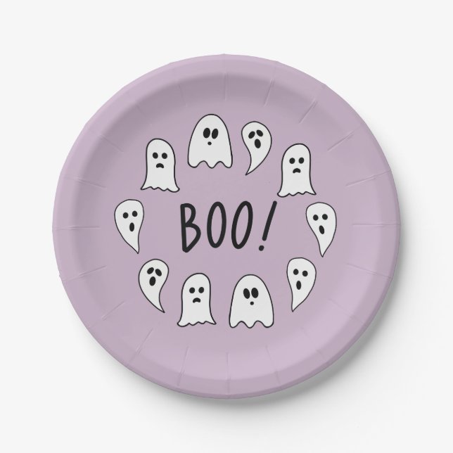 Halloween Ghosts Boo Paper Plate (Front)