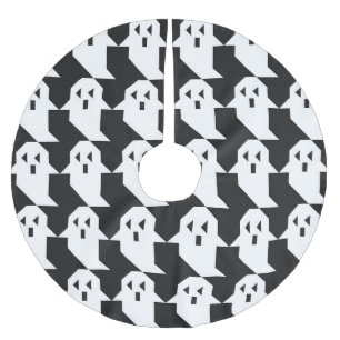 Halloween ghosts: geometric seamless pattern. brushed polyester tree skirt