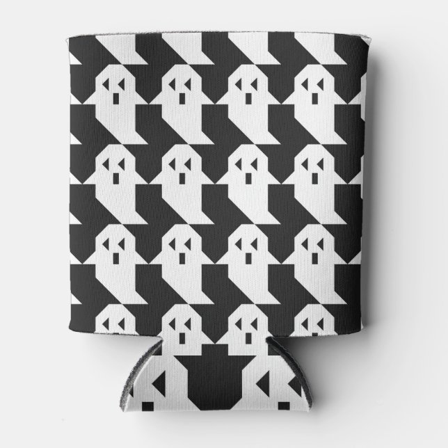Halloween ghosts: geometric seamless pattern. can cooler (Front)
