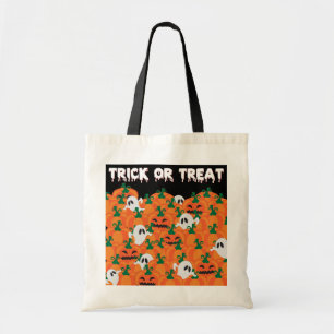 Halloween Ghosts Haunted Pumpkin Patch Large Tote Bag