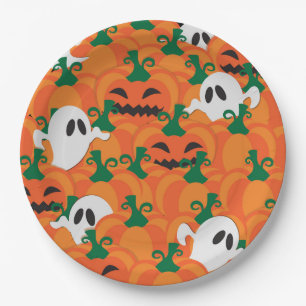 Halloween Ghosts Haunted Pumpkin Patch Paper Plate