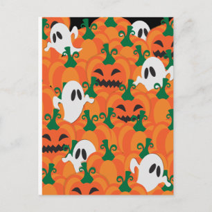 Halloween Ghosts Haunted Pumpkin Patch Postcard
