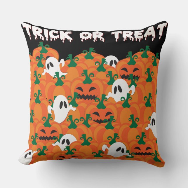 Halloween Ghosts Haunted Pumpkin Patch Throw Pillow (Front)
