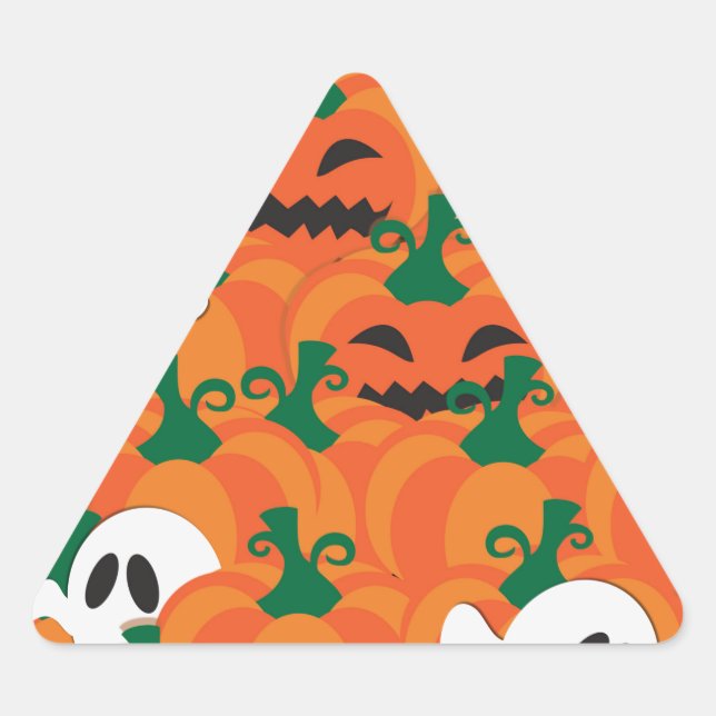 Halloween Ghosts Haunted Pumpkin Patch Triangle Sticker (Front)