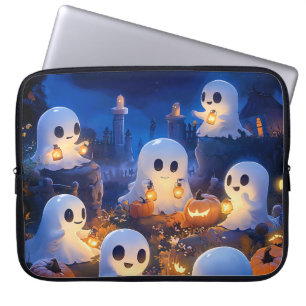Halloween Ghosts Pumpkin Lanterns Spooky Night Laptop Sleeve