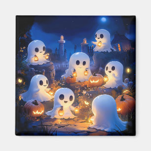 Halloween Ghosts Pumpkin Lanterns Spooky Night Magnet