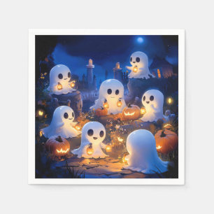 Halloween Ghosts Pumpkin Lanterns Spooky Night Napkin