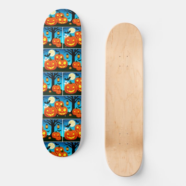Halloween Ghosts, Pumpkins, Bats Skateboard (Front)