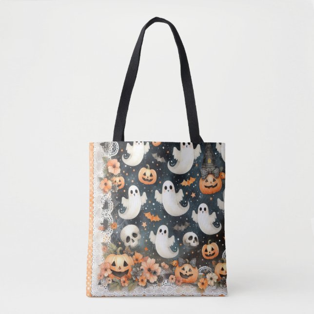 Halloween Ghosts Pumpkins Bats Tote Bag (Front)
