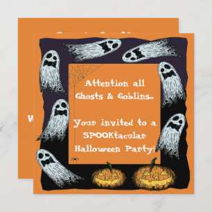 Halloween Ghosts Pumpkins Party Invitations