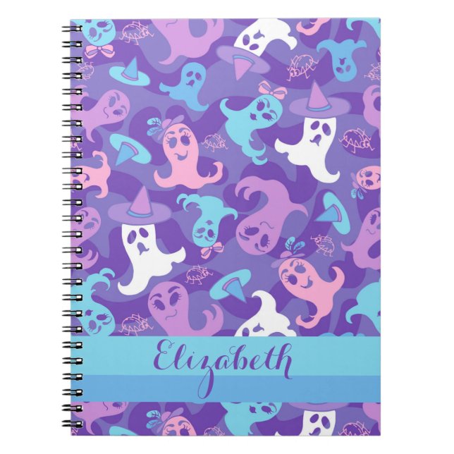 Halloween Ghosts Purple Personalized Notebook (Front)