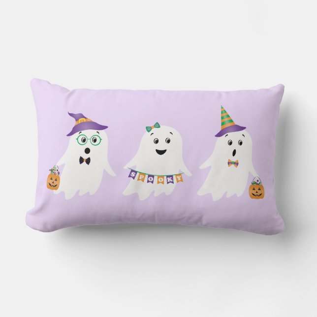 Halloween Ghosts Trick Or Treat Lumbar Pillow (Front)