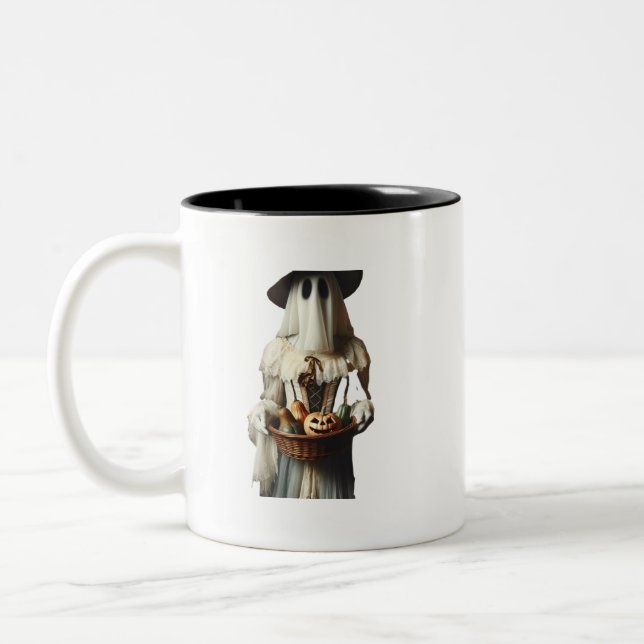 Halloween Ghosts Two-Tone Coffee Mug (Left)