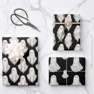 Halloween Ghosts Watercolor Pattern Wrapping Paper