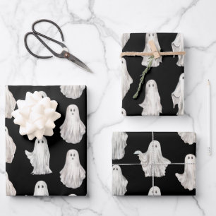 Halloween Ghosts Watercolor Pattern Wrapping Paper