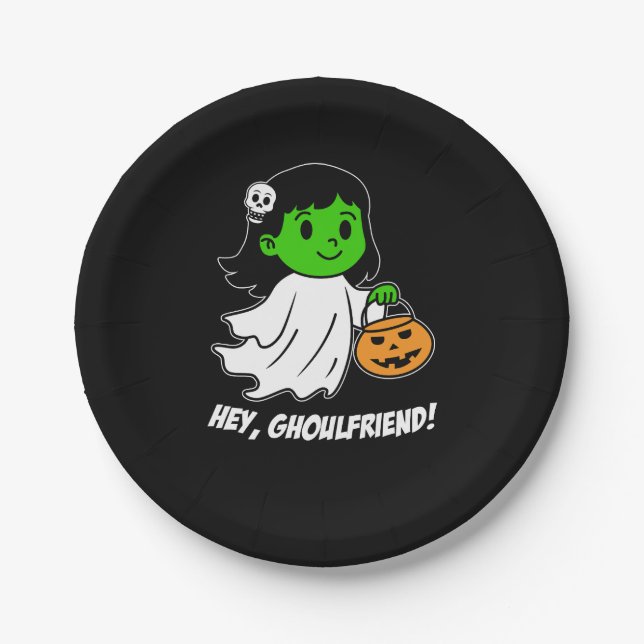 Halloween Ghoul Ghoulfriend Pun Party Paper Plates (Front)
