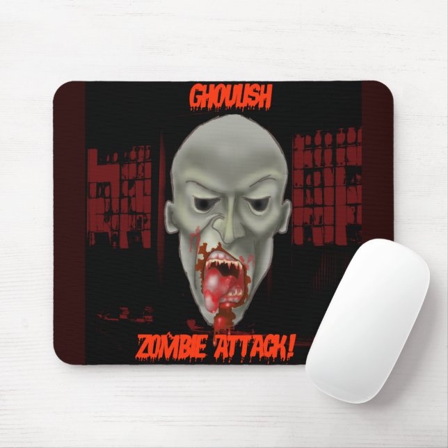 Halloween Ghoulish Zombie Attack Mouse Pad (With Mouse)