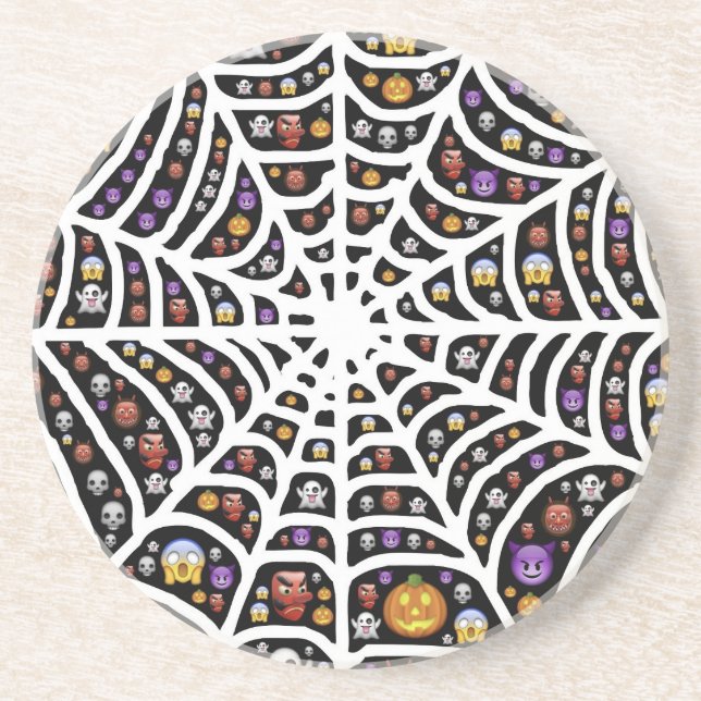 Halloween Ghouls & Goblins in a Spiderweb Coaster (Front)