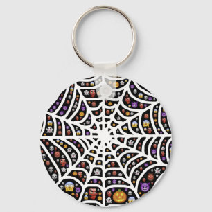 Halloween Ghouls & Goblins in a Spiderweb Keychain