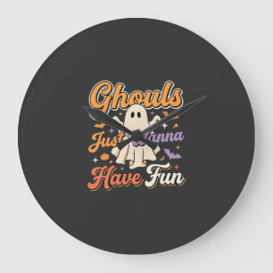 Halloween Ghouls Just Wanna Have Fun Ghost Design Large Clock