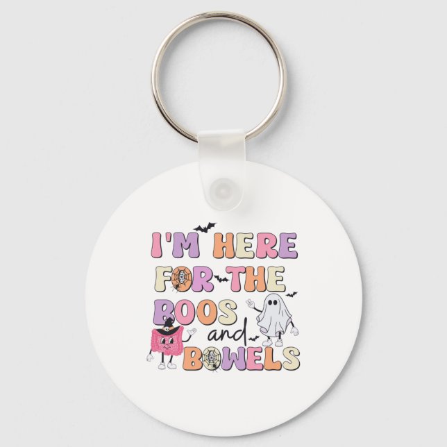 Halloween Gi Nurse Boos And Bowels Colonoscopy End Keychain (Front)