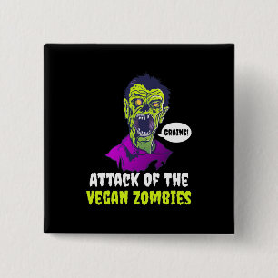 Halloween Gift   Attack Of The Vegan 2 Inch Square Button