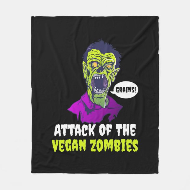 Halloween Gift | Attack Of The Vegan Fleece Blanket (Front)