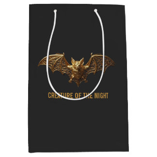 Halloween Gift Bag Medium Gothic Gold Bat