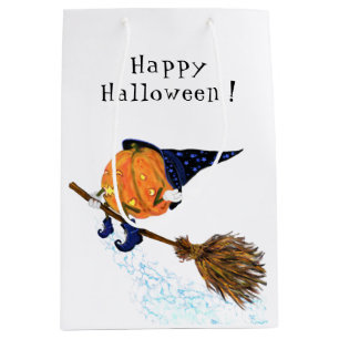 Halloween Gift Bag Witch Pumpkin Flying Broom