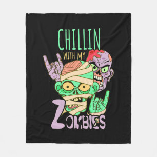 Halloween Gift Chillin With My Friends Fleece Blanket
